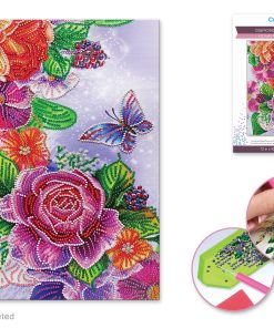 Diamond Painting Art Kit 12"x16" w/Gems+Tool+Tray - Butterfly Floral