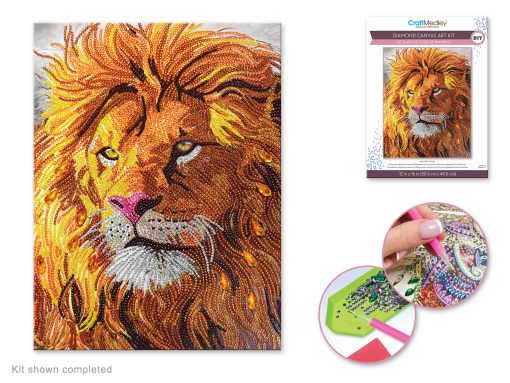 Diamond Painting Art Kit 12"x16" w/Gems+Tool+Tray - Lion