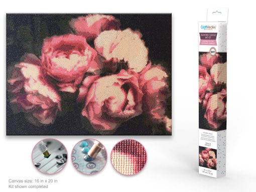 Diamond Painting Art Kit 15.8"x19.7" w/Gems+Tool+Tray - Peony Bush