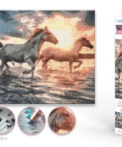 Diamond Painting Art Kit 15.8"x19.7" w/Gems+Tool+Tray - Horses