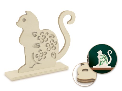 Wood Craft: DIY 6" 3D Shape Standing - Cat
