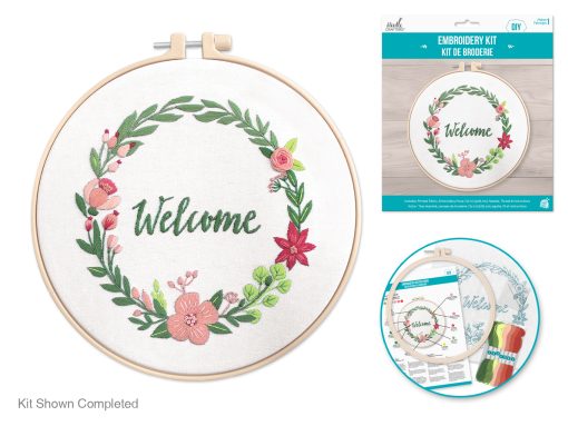 DIY Embroidery Cross-Stitch Kit w/Needle - Welcome