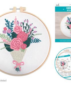DIY Embroidery Cross-Stitch Kit w/Needle - Floral Bouquet