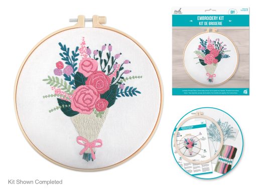 DIY Embroidery Cross-Stitch Kit w/Needle - Floral Bouquet
