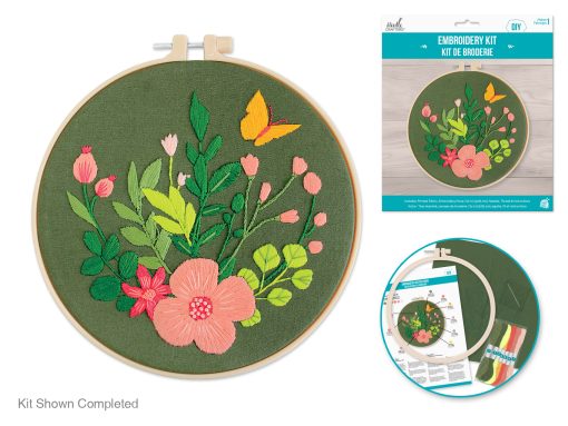 DIY Embroidery Cross-Stitch Kit w/Needle - Butterfly Garden