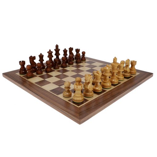 Staunton Chess Set – Weighted Acacia and Boxwood Pieces & Wooden Board 12 in. - Image 2