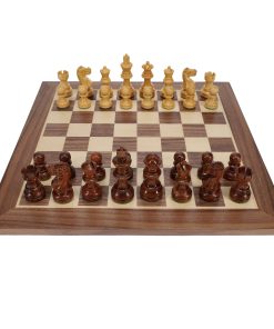 Staunton Chess Set – Weighted Acacia and Boxwood Pieces & Wooden Board 12 in.