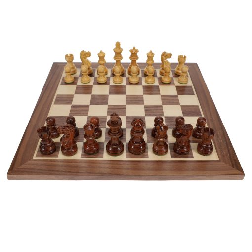 Staunton Chess Set – Weighted Acacia and Boxwood Pieces & Wooden Board 12 in.