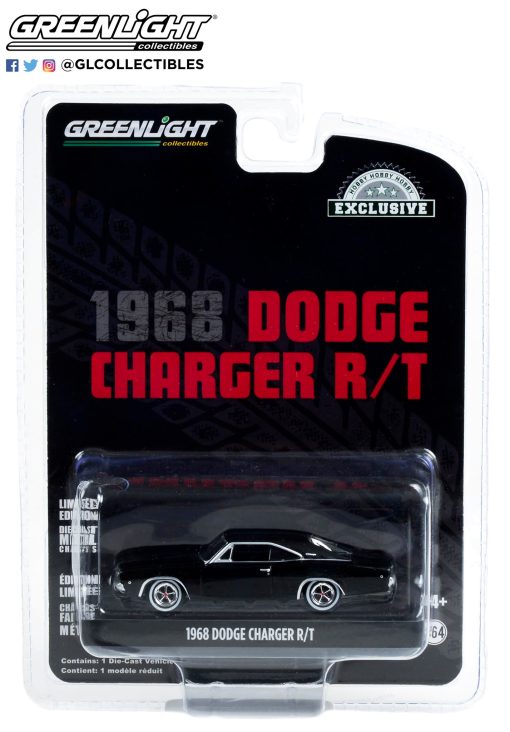 1/64 1968 Dodge Charger RT - Black (Hobby Exclusive) - Greenlight Collectibles - Image 2