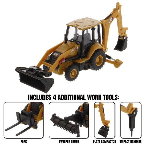 1:64 Cat® 420 XE Backhoe Loader with additional work-tools