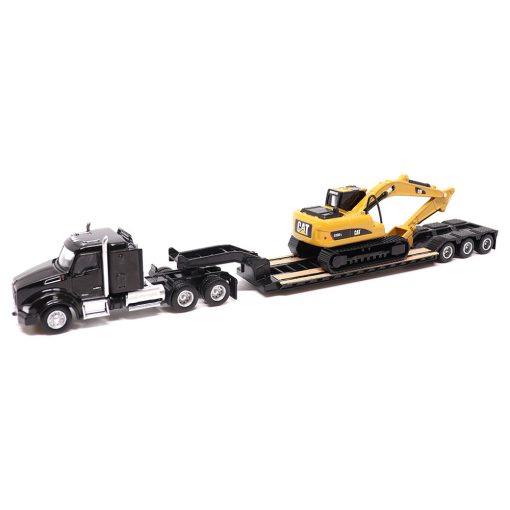 1:87 Kenworth T880 SBFS Sleeper Tractor/Lowboy Trailer & 320D L Hydraulic Excavator