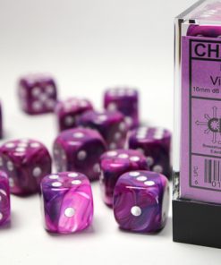 Festive Violet/white 16mm d6 Dice Block (12 dice)