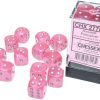 Borealis Pink/silver Luminary 16mm d6 Dice Block (12 dice)