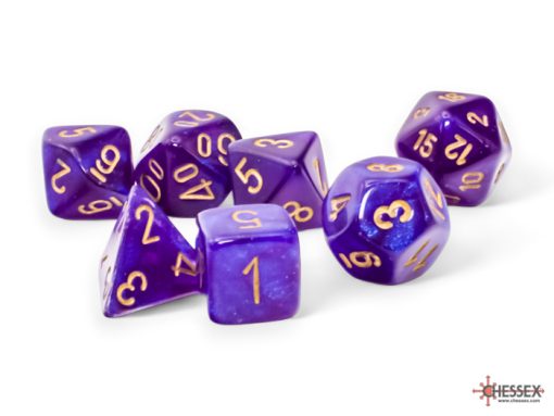 Borealis Mega-hedral Royal Purple/gold Luminary 7-Die Set