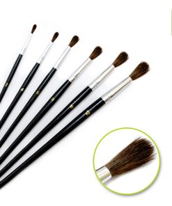 Artist Brush Set: #2-#12 Natural Bristle Watercolor x6 Wood Handle