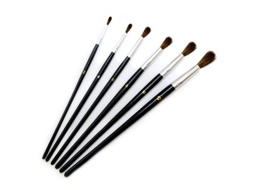 Artist Brush Set: #2-#12 Natural Bristle Watercolor x6 Wood Handle - Image 2
