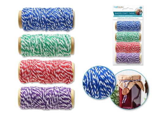 Craft Medley: 30m Bakers Twine 4 Spools Asst (4x10m) Bold