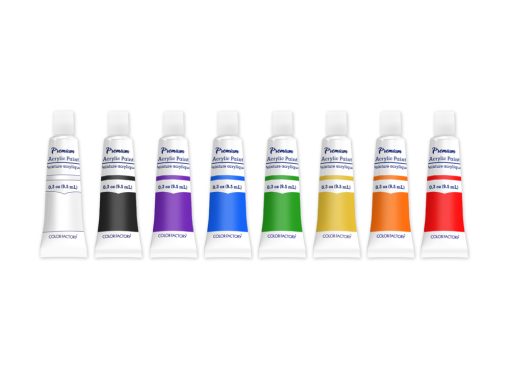 Color Factory: 76ml Premium Acrylic Paint Set 8x9.5ml Tubes A) Basics - Image 3