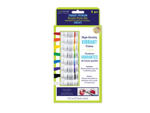 Color Factory: 76ml Premium Acrylic Paint Set 8x9.5ml Tubes A) Basics - Image 2