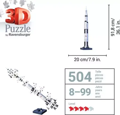 3D Puzzle Apollo Saturn V Rocket - 440 Pieces - Image 5