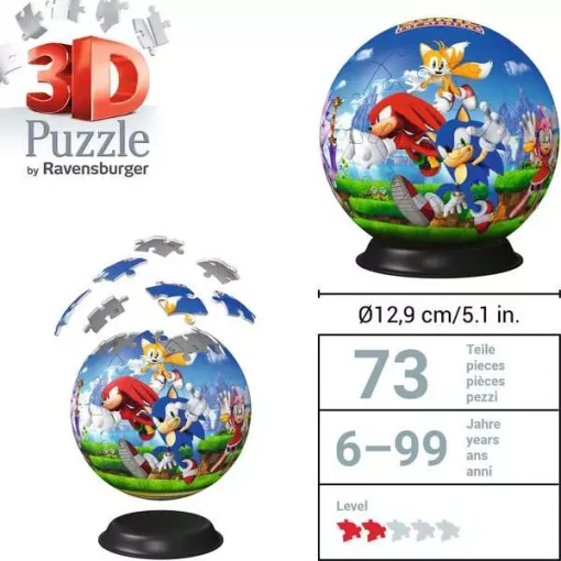 3D Puzzle Ball Puzzle-Ball Sonic The Hedgehog - 72 Pieces - Image 5