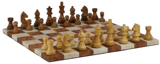 CHESS PIECES CARAMEL/CREAM LEATHERETTE GERMAN