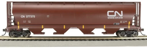 Canadian Cylindrical 4-Bay Grain Hopper - Ready to Run - Silver Series(R) -- Canadian National #377375 (Boxcar Red, CN Noodle) - Image 2