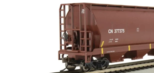 Canadian Cylindrical 4-Bay Grain Hopper - Ready to Run - Silver Series(R) -- Canadian National #377375 (Boxcar Red, CN Noodle) - Image 4