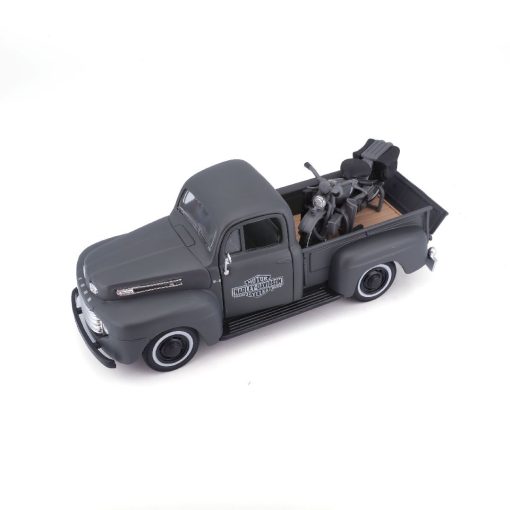 Maisto 1/24 H-D Custom 42 WLA Flathead + 48 Ford PU (Gray) - Image 2