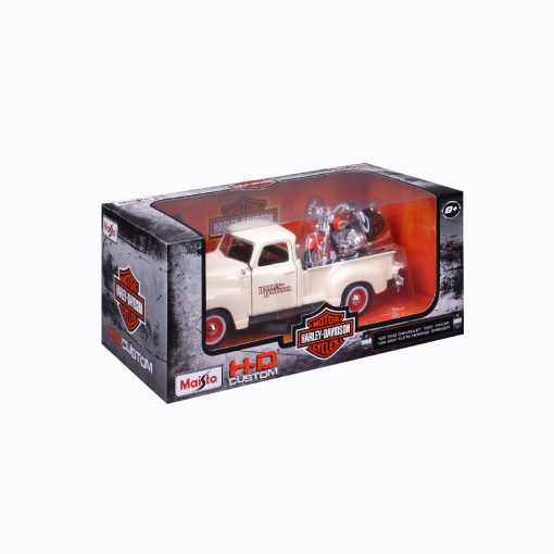 Maisto 1/24 H-D '01 FLSTS Her Sprngr + '50 Chevy 3100 (Cream)