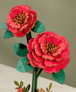 Rowood DIY Red Camellia 3D Wooden Puzzle