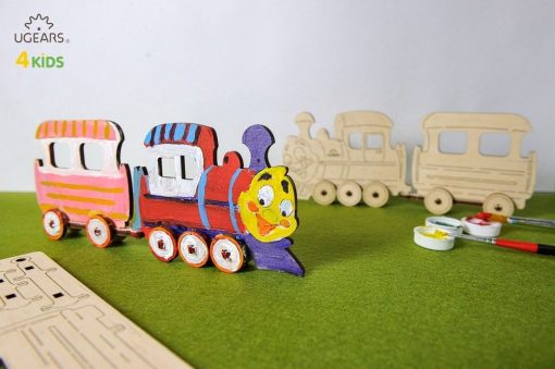 UGears Locomotive 3D-puzzle Coloring Model - 15 pieces - Image 4
