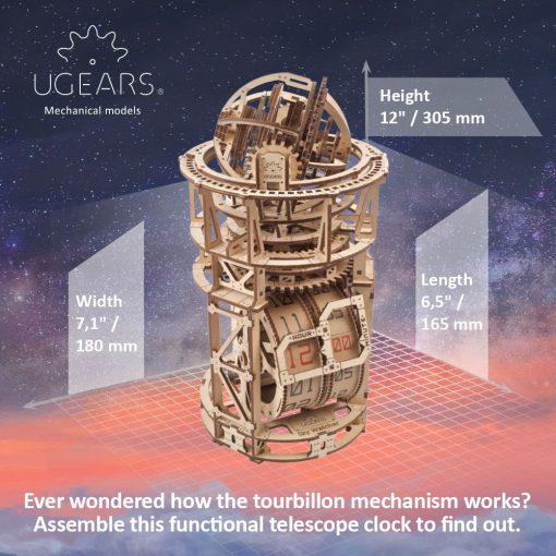 UGears Sky Watcher Tourbillon Table Clock - 338 Pieces - Image 9