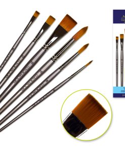 Artist Brush Set: Silver Set x6 Wood Handle/Nylon Hair - Impact