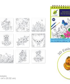 Color Factory: 3D Embossed Coloring Sketch Pad 8"x8" 250gsm 24Sht - Floral Frolic