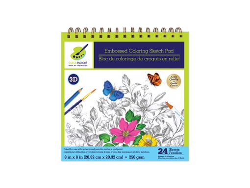 Color Factory: 3D Embossed Coloring Sketch Pad 8"x8" 250gsm 24Sht - Floral Frolic - Image 4