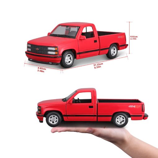 1/24 - Assembly Line 1993 Chevrolet 454 SS Pick-up (Red) - Maisto - Image 6