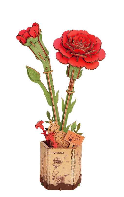 Rowood - Red Carnation - 3D Wooden Puzzle