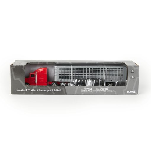 1/64 Red Semi Truck with Cattle Trailer and Cattle - Image 6