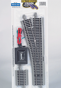 #4 Turnout Left Remote Turnout - E-Z Track(R) w/Nickel Silver Rail & Gray Roadbed