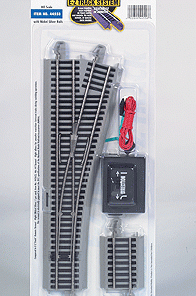 #4 Turnout Right Remote Turnout - E-Z Track(R) w/Nickel Silver Rail & Gray Roadbed