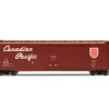 50' Plug-Door Boxcar w/Roofwalk - Canadian Pacific #80901 (Boxcar Red, red, white, Script Lettering, Newsprint) - Ready to Run