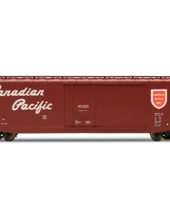 50' Plug-Door Boxcar w/Roofwalk - Canadian Pacific #80901 (Boxcar Red, red, white, Script Lettering, Newsprint) - Ready to Run