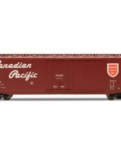 50' Plug-Door Boxcar w/Roofwalk - Canadian Pacific #80000 (Boxcar Red, red, white, Script Lettering, Newsprint) - Ready to Run