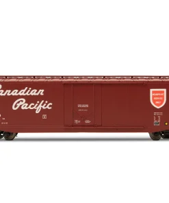 50' Plug-Door Boxcar w/Roofwalk - Canadian Pacific #80920 (Boxcar Red, red, white, Script Lettering, Newsprint) - Ready to Run