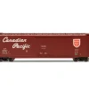 50' Plug-Door Boxcar w/Roofwalk - Canadian Pacific #80927 (Boxcar Red, red, white, Script Lettering, Newsprint) - Ready to Run