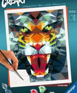 CreArt - Polygon Tiger - Paint by numbers for adults