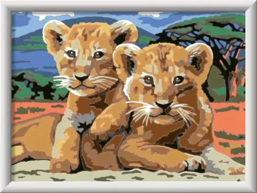 CreArt - Little Lion Cubs - Paint by numbers for kids 11 years up