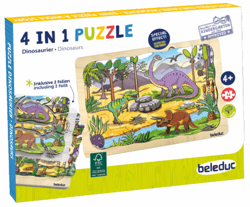 Layer Puzzle - Dinosaurs - 4 in 1 puzzle