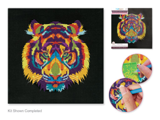 Tiger - Diamond Painting Art Kit - 11.4"x11.4" Primed Back-Stapled w/Gems+Tool+Tray - Image 2
